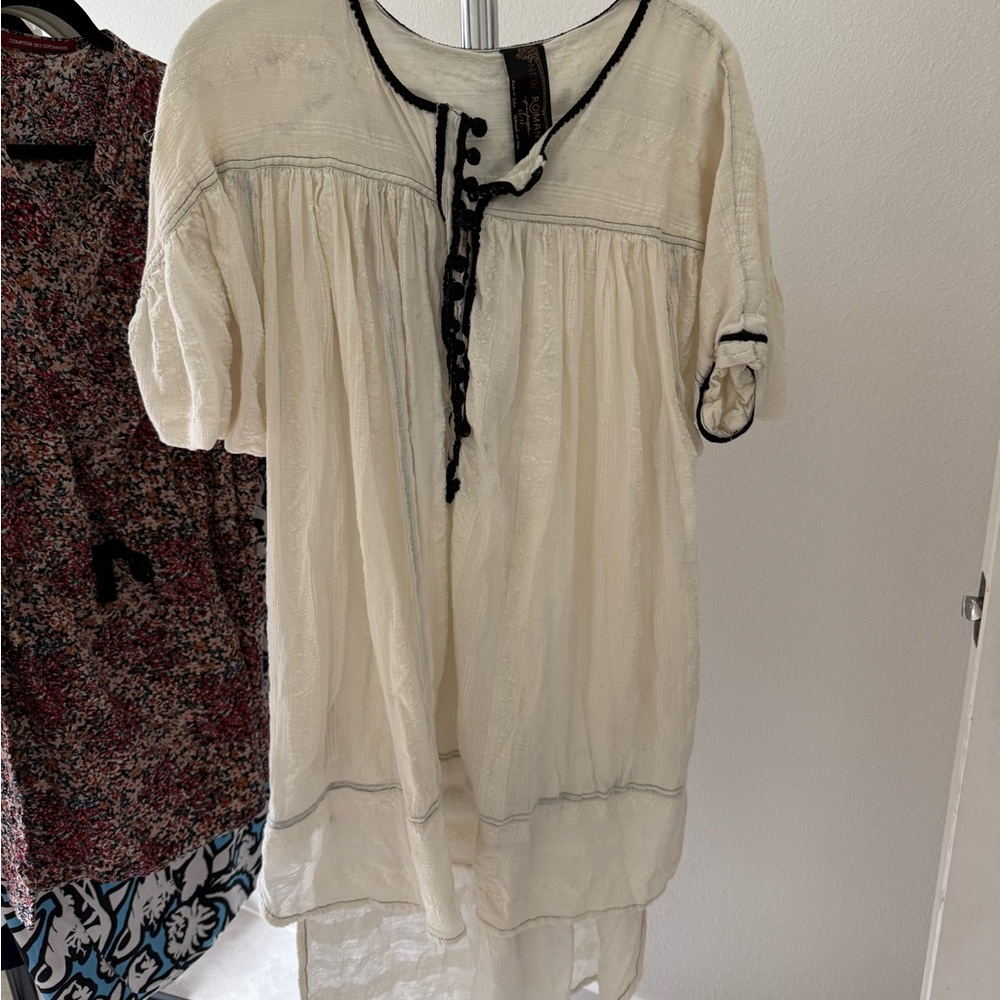 Free People Black Embroidery White dress